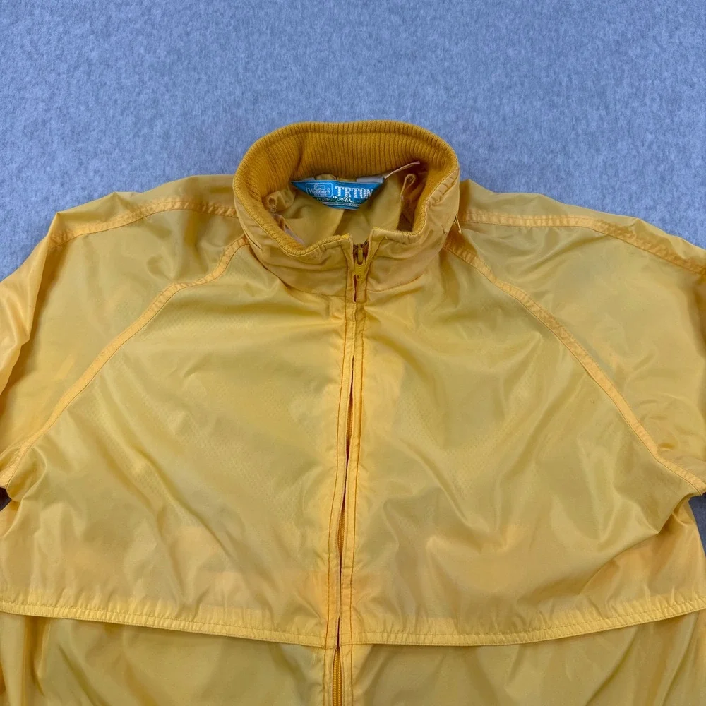 Vintage Woolrich Jacket Mens Medium Yellow Windbreaker Nylon Zip Up Teton Group